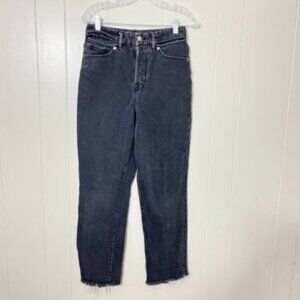 Good American Good Boy Ripped High Waist Split Hem Jeans Black Size 4/27 EUC